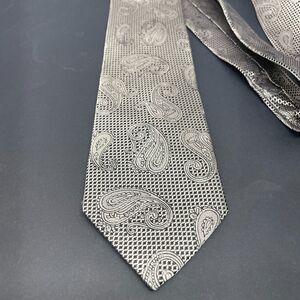 Haines & Bonner of London Paisley Mens Neck Tie Pewter & Black 56.75" x 3.25"